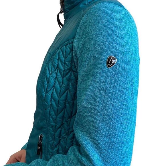 Neve Womens Turquoise Blue Quilted Softshell Knit Hiking Full Zip Jacket Sz M - Picture 7 of 11